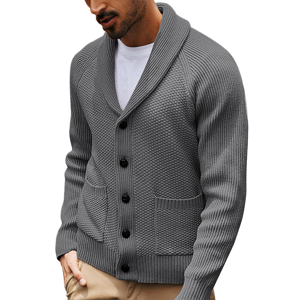 Knitted jacket for men with shawl collar and pockets Lune London