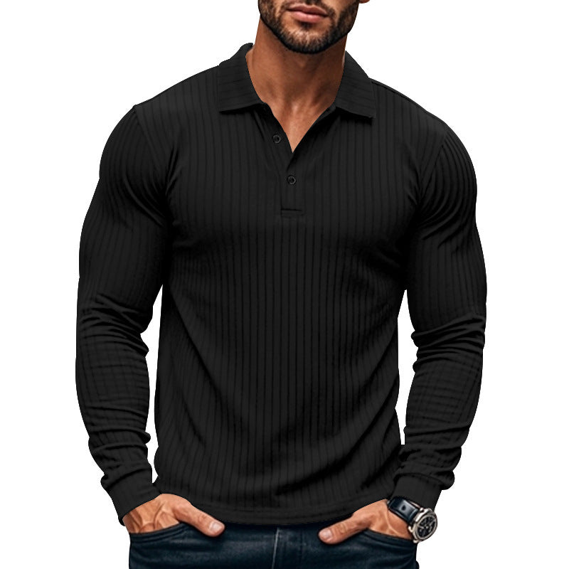 Men's Long Sleeve Henley Shirt with Ribbed Texture Pattern Lune London