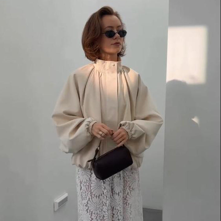 Women's Oversized Blouson Jacket with Stand-Up Collar and Volume Sleeves Amarae