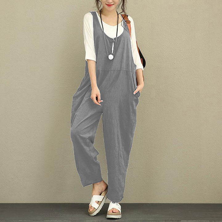 Women's Casual Cotton Jumpsuit with Wide Leg and Adjustable Straps Amarae