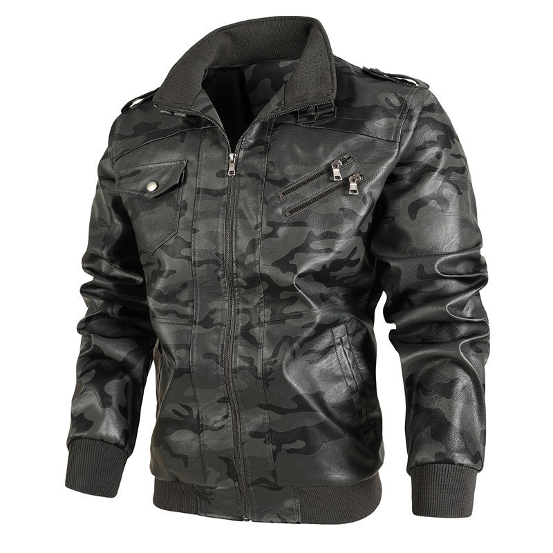 Camouflage leather jacket for men Lune London