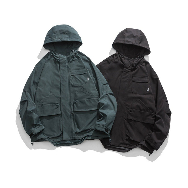 Unisex Boxy-Utility-Hooded Jacket with Multiple Pockets, Adjustable Hem and Windproof Shell Amarae