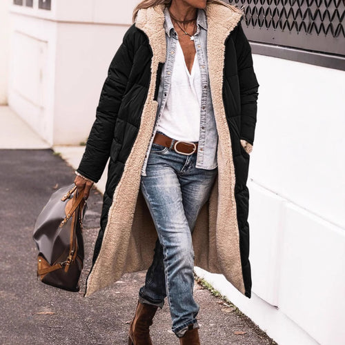 Ladies long jacket lined with teddy fur lining Amarae