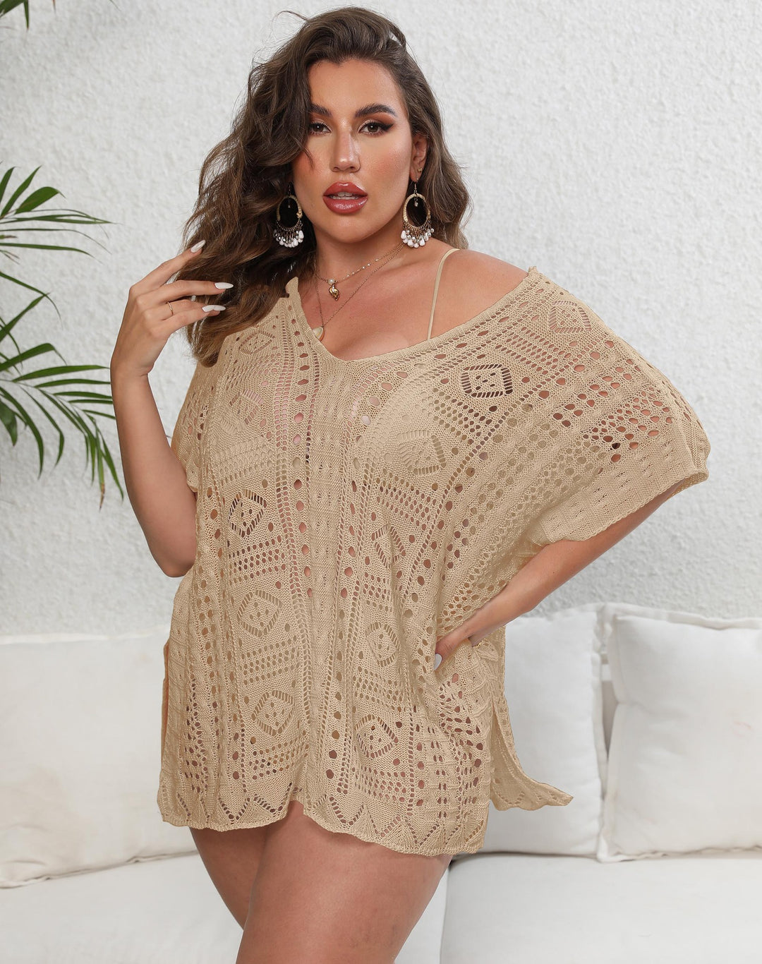 Women Lightweight Crochet Beach Cover-up Chic Tunic Style