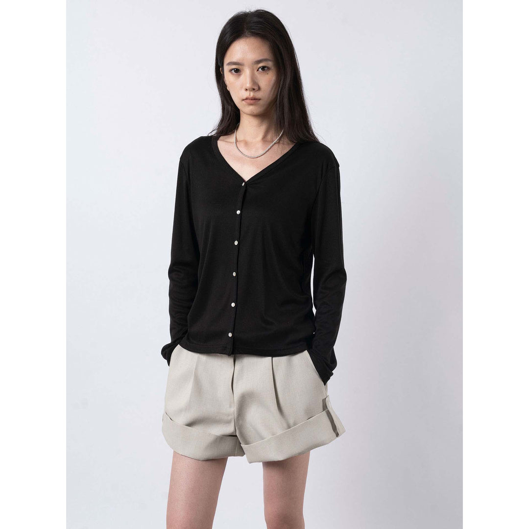 Women's Lightweight Viscose Fine Knit Cardigan with Buttonless Closure and Relaxed Fit Amarae