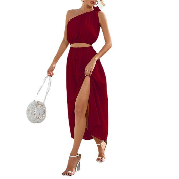 Ladies asymmetrical maxi dress with cutouts Lune London