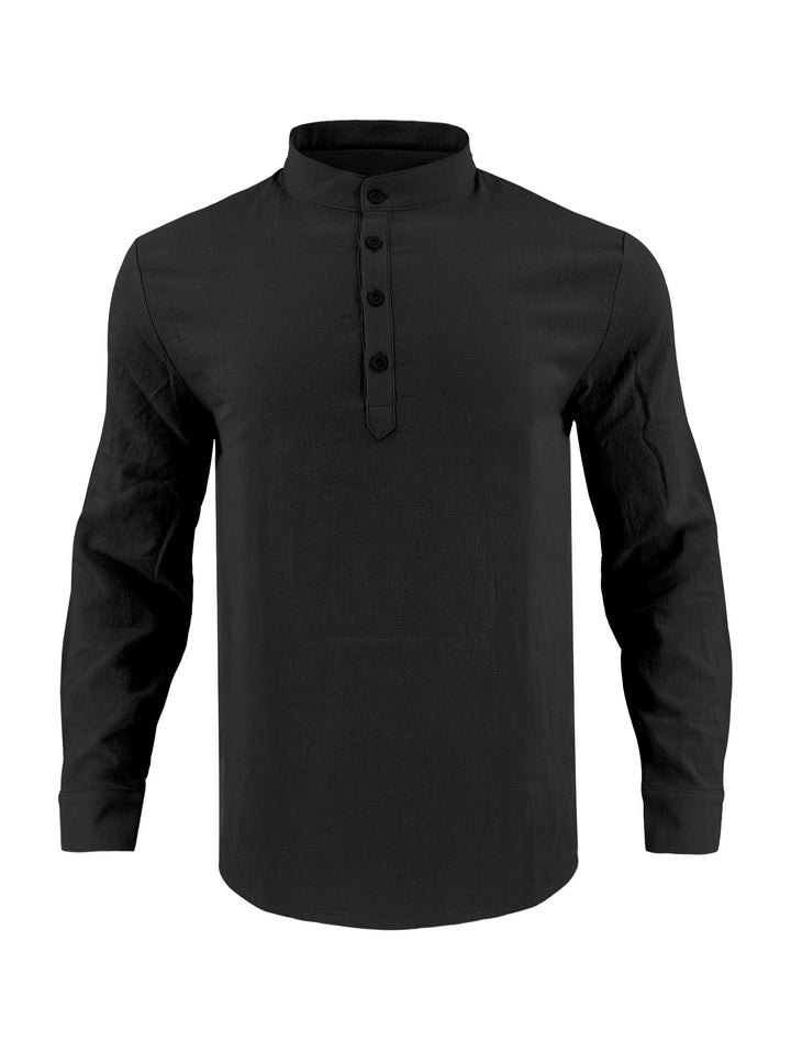 Elegant long-sleeved shirt for men with fashionable high collar and textured surface Lune London
