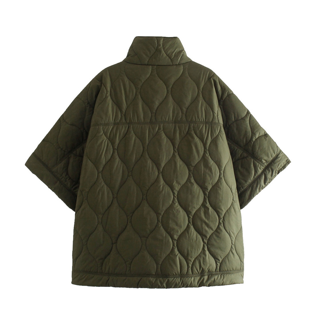 Quilted jacket for women with high collar and practical Italian pockets Lune London