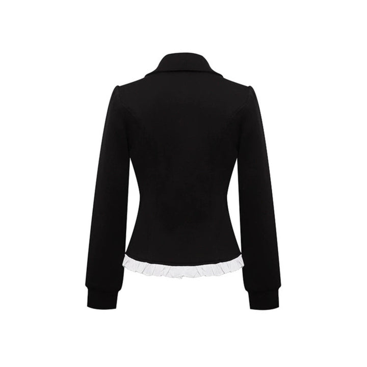 Ladies Tailored Sweat Jacket in Peplum Style with Double Row and Ruffle Trim Amarae