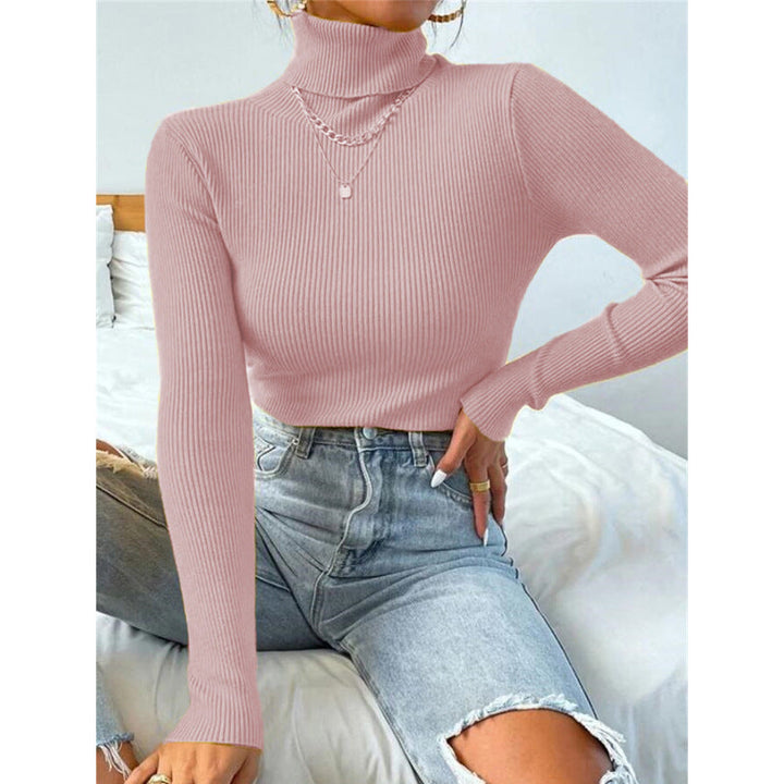 Women's Elegant Turtleneck Sweater with Fine Ribbed Texture Lune London