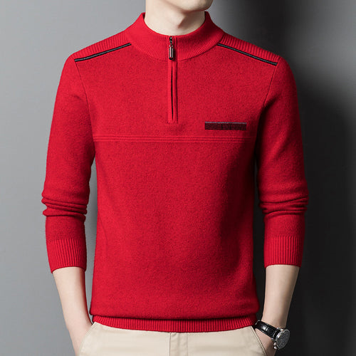 Trendy high collar pullover for men with zipper Amarae