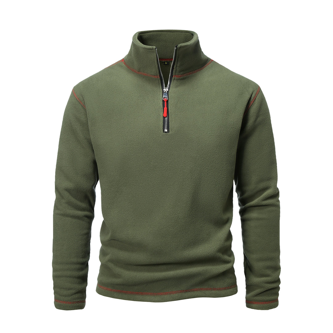 Fleece pullover for men with high collar and half-zip Lune London
