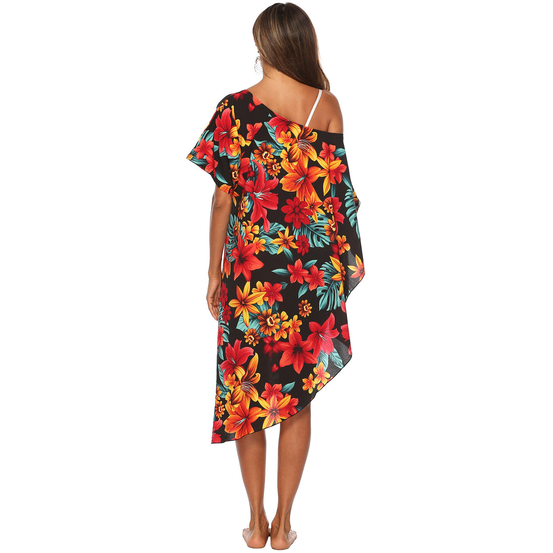Chic Floral Print Kaftan Dress Women Style