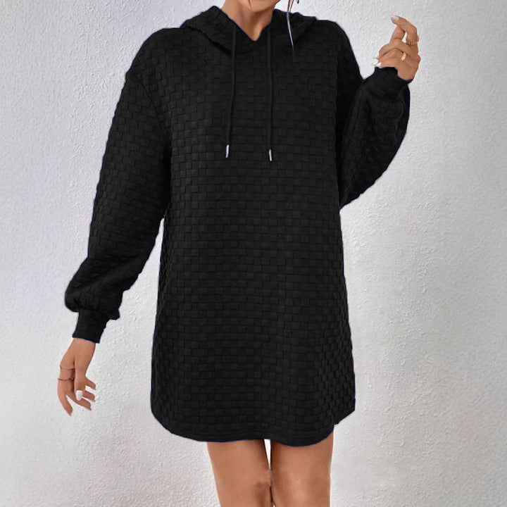 Hooded dress for women in structured material Lune London