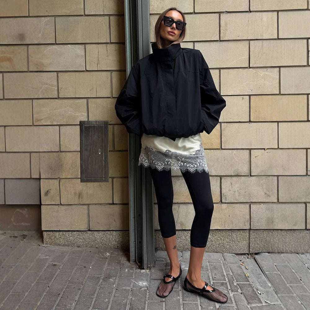 Women's Cropped Wind Jacket with high-closing stand-up collar and boxy silhouette Amarae