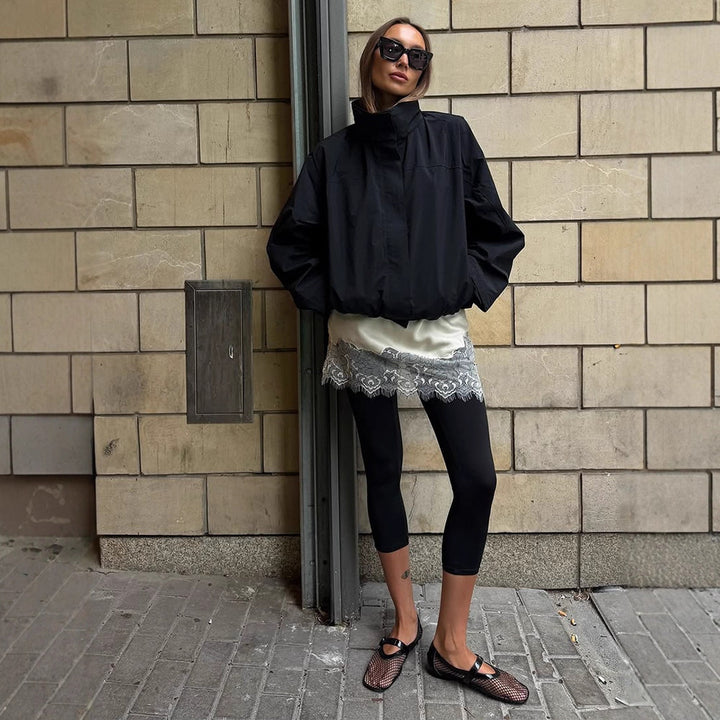Women's Cropped Wind Jacket with high-closing stand-up collar and boxy silhouette Amarae