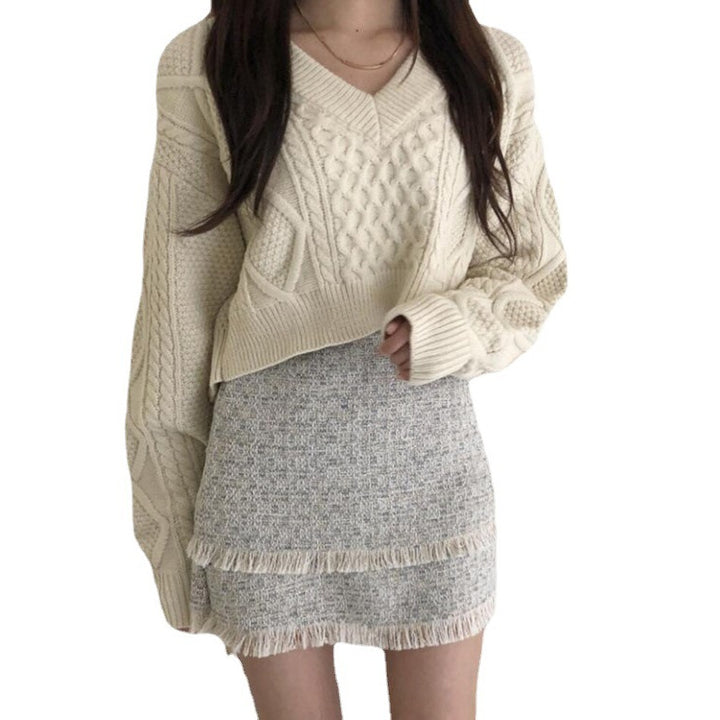 Femme Long Cardigan avec Ceinture à La Taille et Motif de Câble Elaboré Chic & Stil
