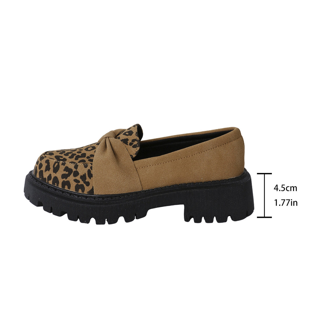 Women's Chunky Loafer with Decorative Knot Bow and Leopard Tip Amarae