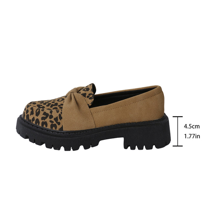 Women's Chunky Loafer with Decorative Knot Bow and Leopard Tip Amarae