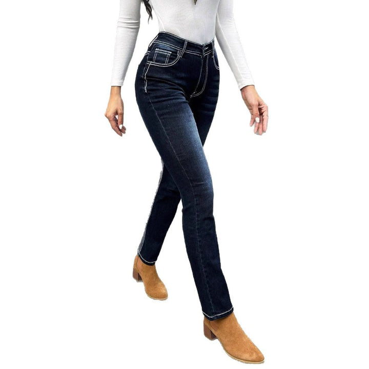 Women High-waisted slim fit Straight Jeans with contrast seams and slight flare Amarae