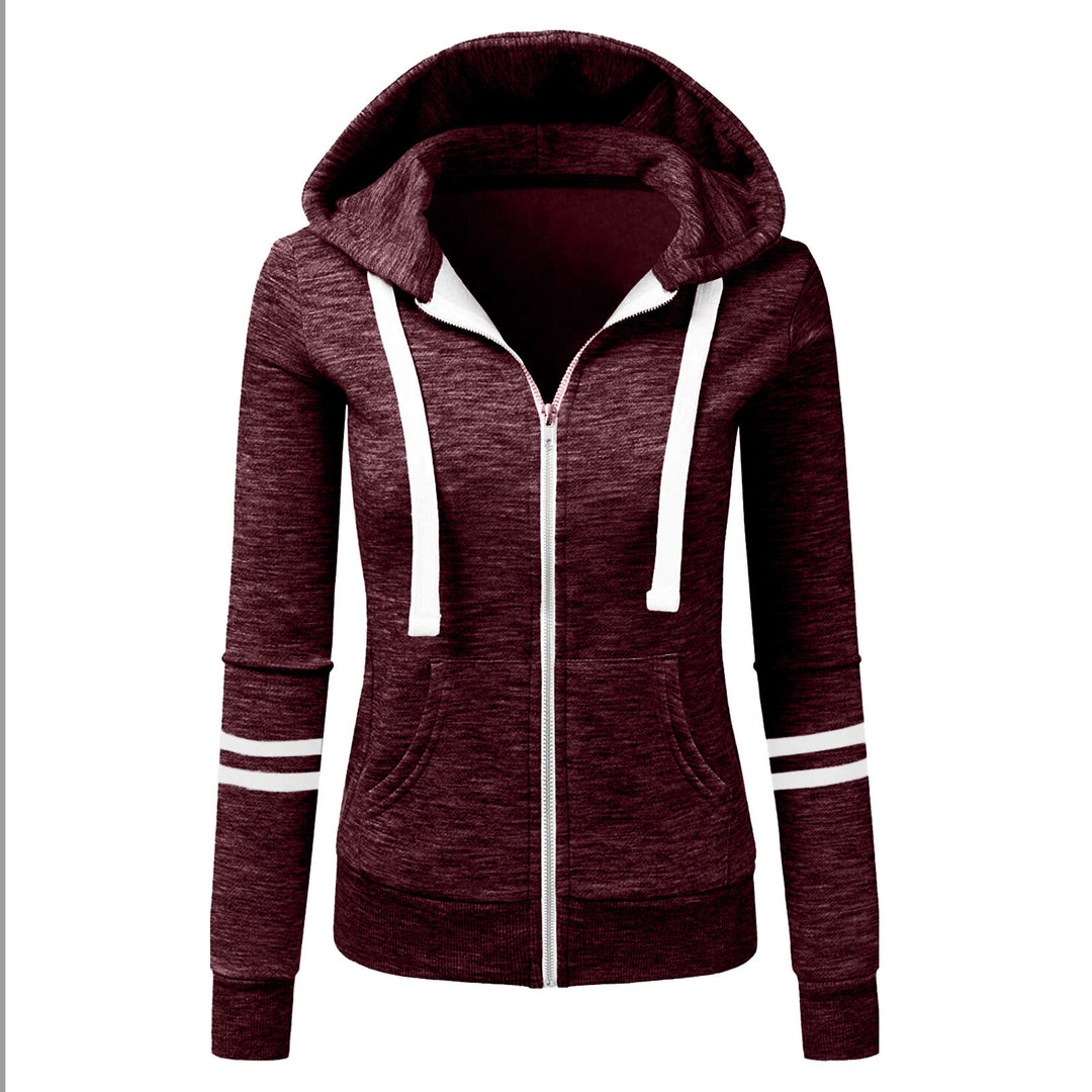 Women's hoodie jacket with zipper, kangaroo pocket and contrast stripes Amarae
