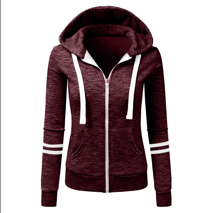Women's hoodie jacket with zipper, kangaroo pocket and contrast stripes Amarae