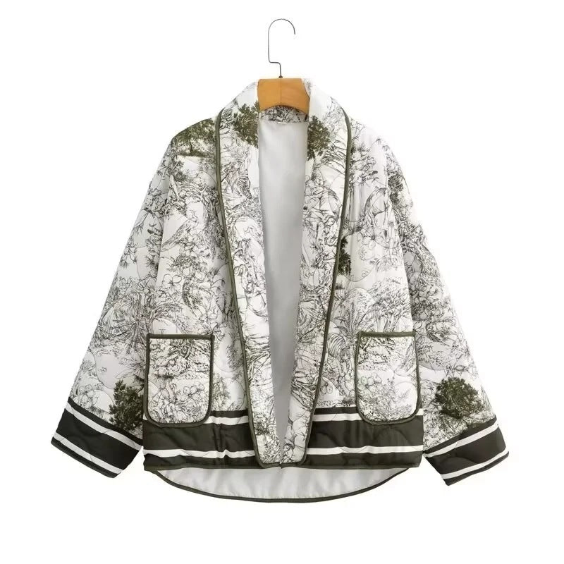 Women's down jacket with floral design and stylish pockets Lune London