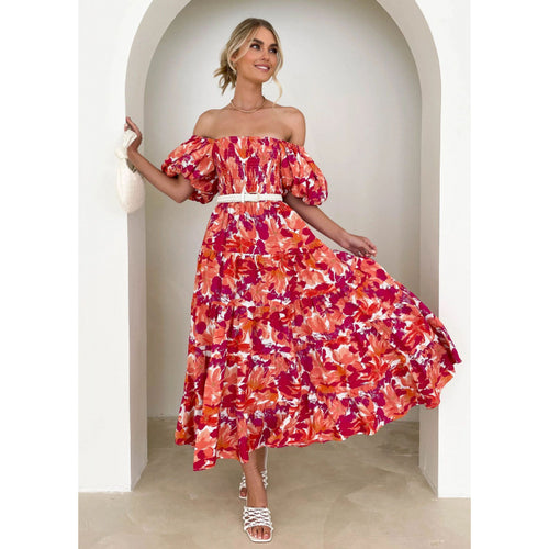 Maxi dress with off-shoulder flowers Amarae