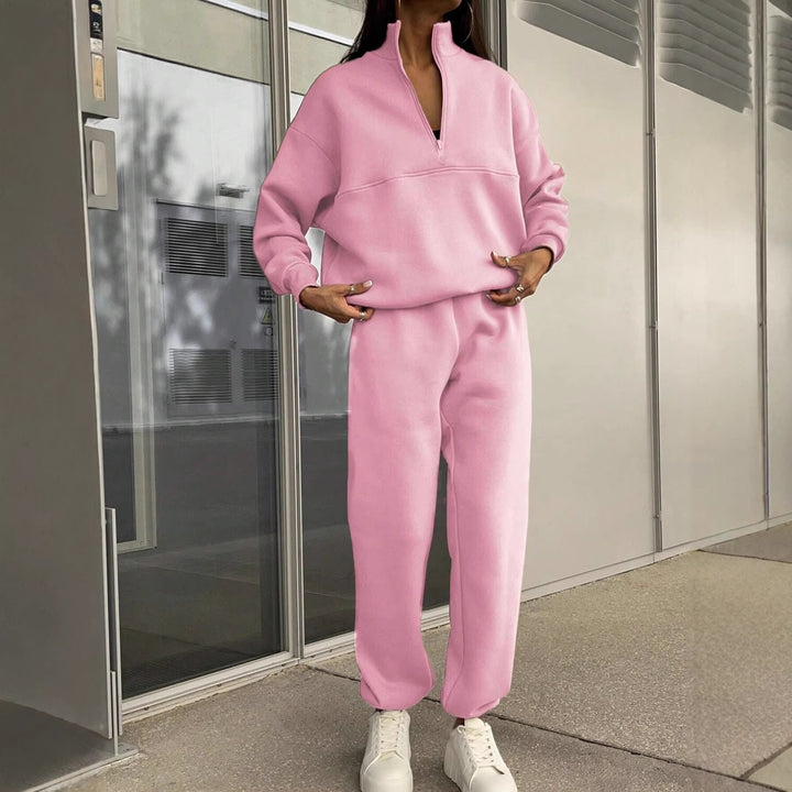 Women's Comfort Sweat Set with Half-Zip Stand-Up Collar and Relax Jogger Amarae