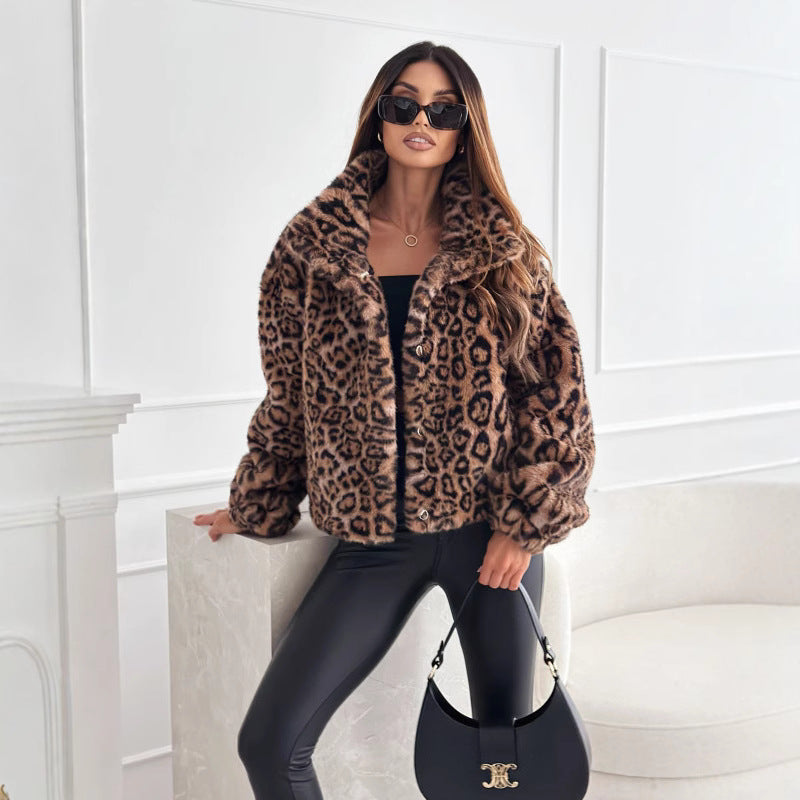 Ladies soft leopard fur jacket Amarae