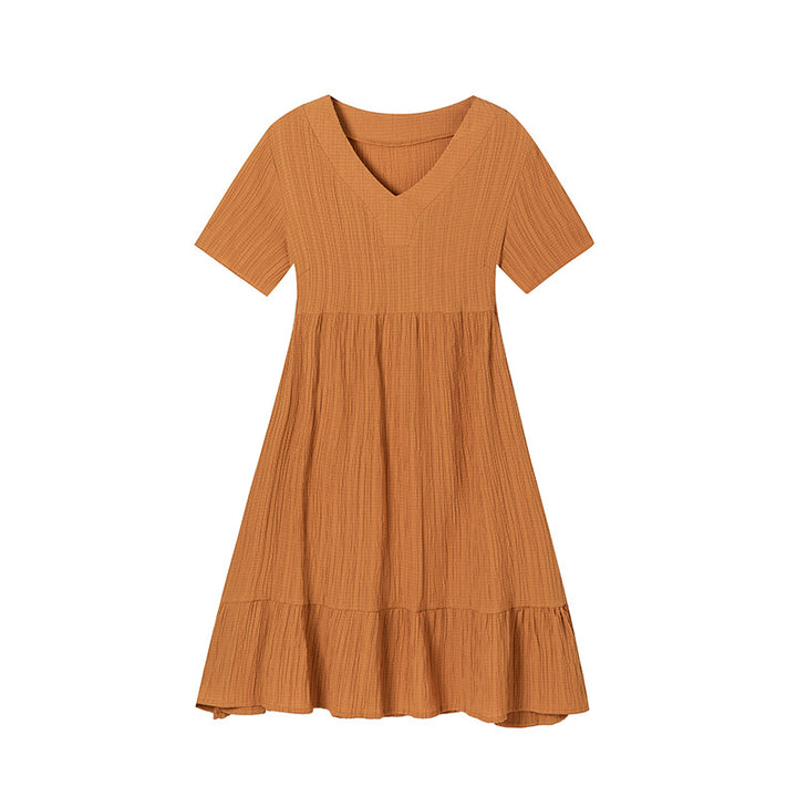 Lune London V neck ruffled fluid dress for women