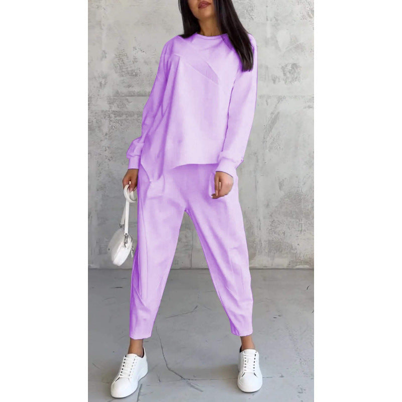 Women's Casual Two-Piece Lounge Set with Oversize Sweatshirt and Tailored Tapered Pants Amarae
