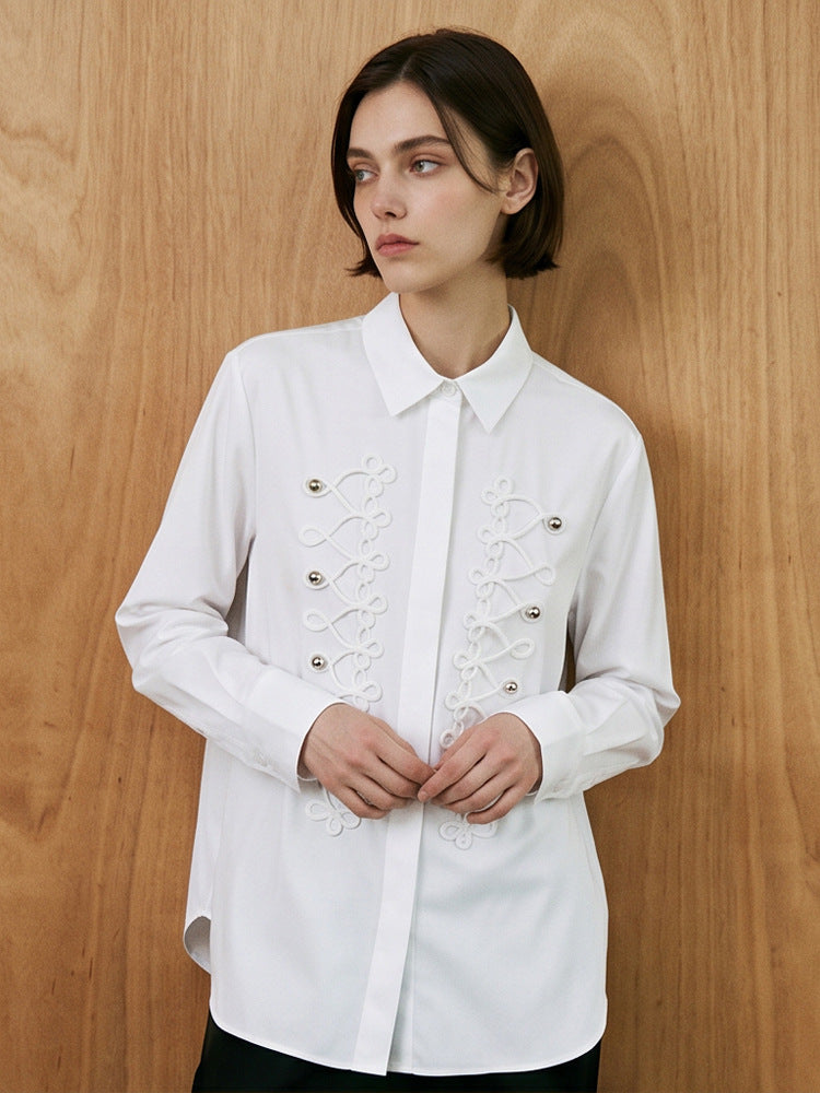 Women's Embellished Blouse with Decorative Cord Application Amarae