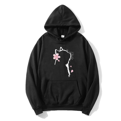 Women's hoodie with floral cat design Chic & Stil