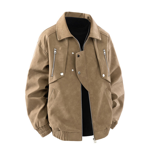 Men's oversized faux leather jacket with practical pockets Amarae