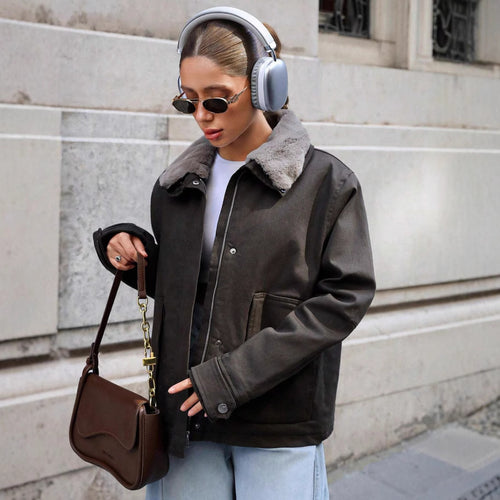 Oversized winter jacket for women with cozy collar Amarae