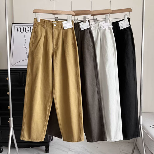 Pantalons chino larges pour femmes avec taille haute et poches pratiques Chic & Stil