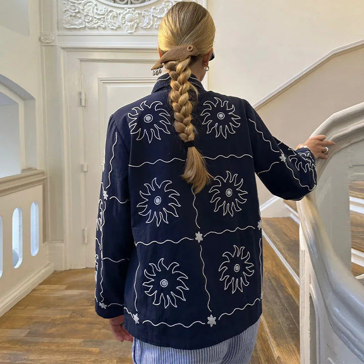 Bomber jacket for women with floral print and button closure Lune London