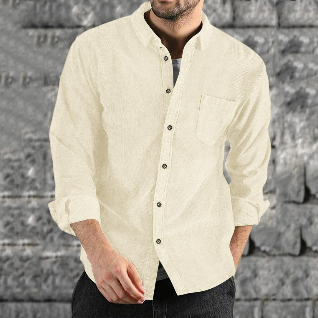 Men's Elegant Cord Shirt with Practical Chest Pocket Amarae