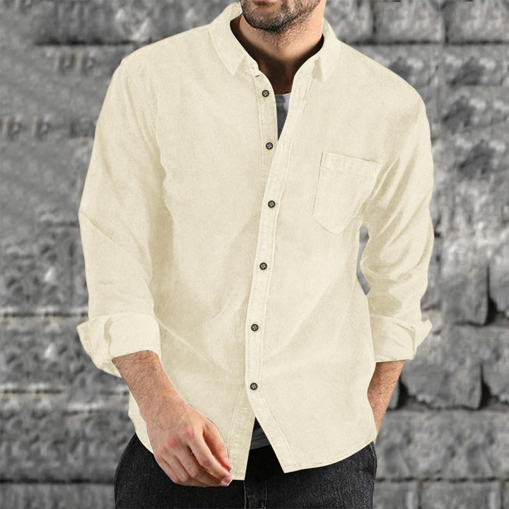 Men's Elegant Cord Shirt with Practical Chest Pocket Amarae