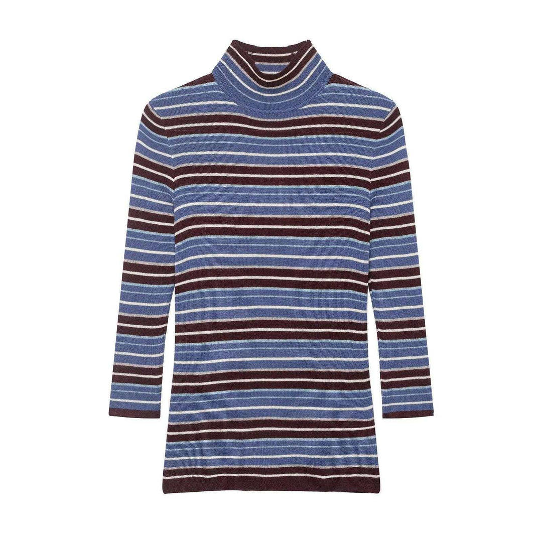 Pull à col roulé pour femmes avec un design rayé à la mode Chic & Stil