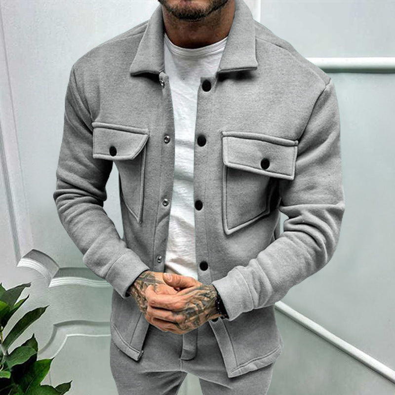 Robust flannel jacket for men with practical chest pockets and modern high collar Lune London