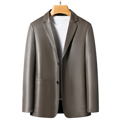 Elegant synthetic leather blazer for men with modern fit Amarae