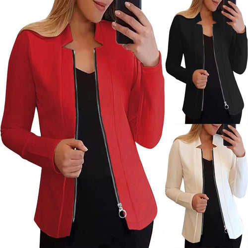 Women's biker jacket with innovative cut and practical zipper details Amarae