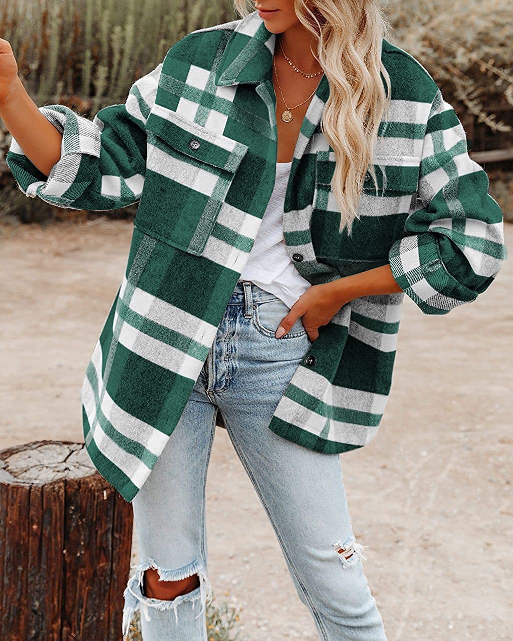 Ladies Checked Shirt Jacket Moon London