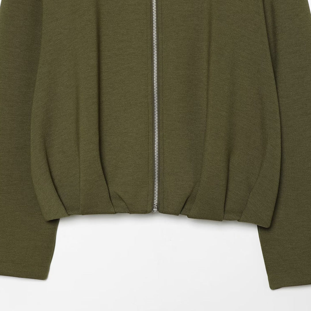 Women's Cropped Sweat Jacket with High Funnel Collar, Full Zip and Fitted Hem Amarae