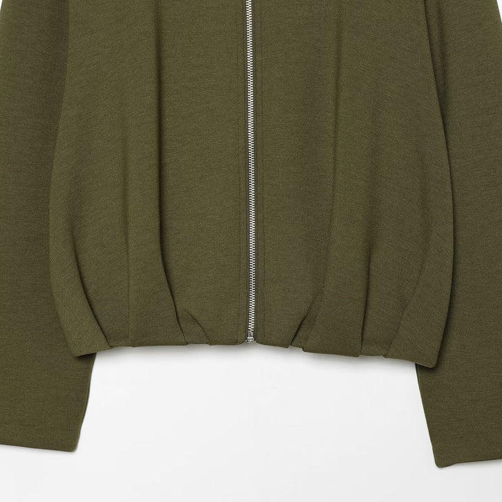 Women's Cropped Sweat Jacket with High Funnel Collar, Full Zip and Fitted Hem Amarae