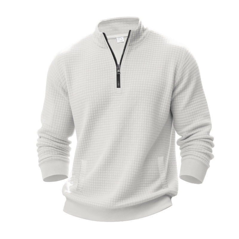 Sporty fleece pullover for men with half-zip Lune London