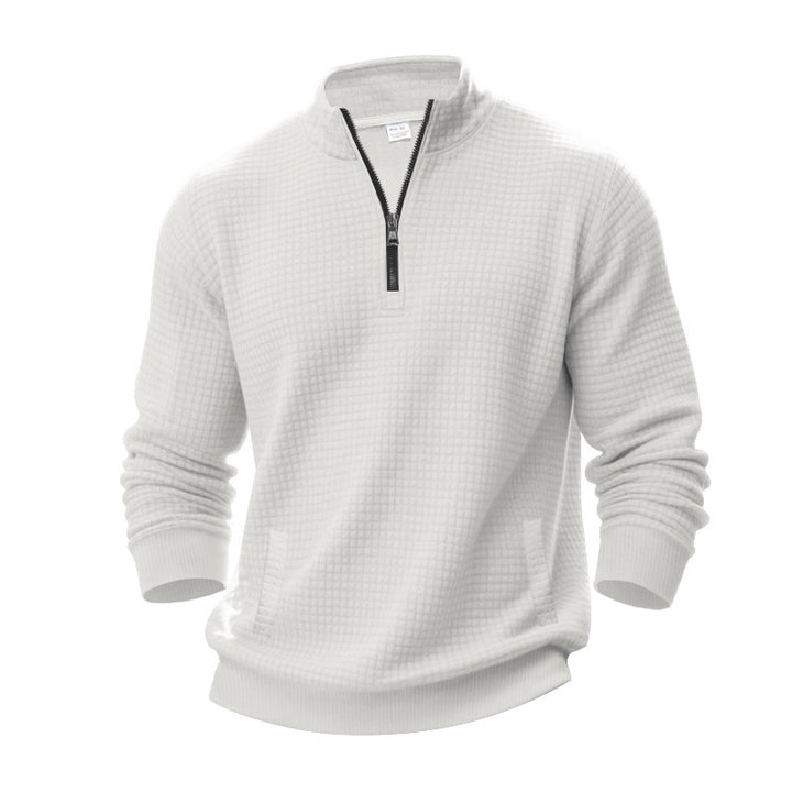 Sporty fleece pullover for men with half-zip Lune London