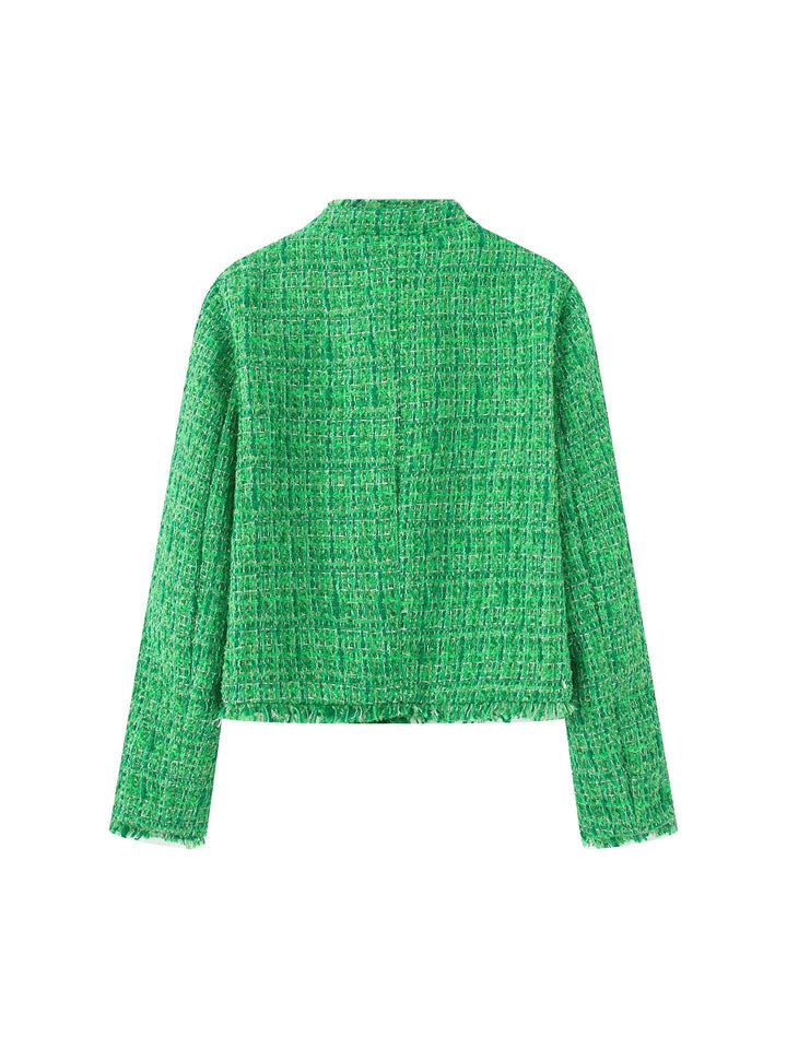 Lune London Textured tweed short elegant jacket for women with decorative buttons